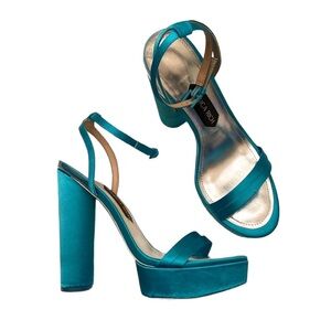 Jessica Rich Teal Platform Ankle-Strap Sandals